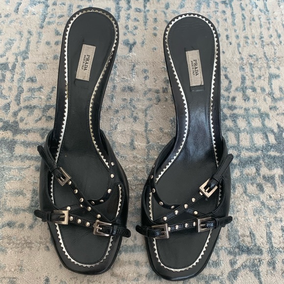 Authentic Prada Black Leather Heels - Picture 2 of 5